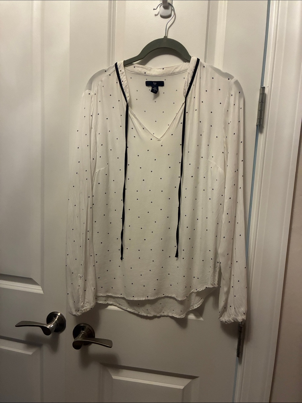 GAP White Blouse with Black Polka Dots and Black Ties